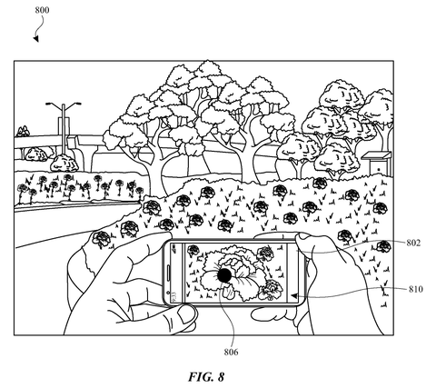 Smartphone camera identifying a flower in real time, drawing sheet 8 from US 2026/0237205 A1