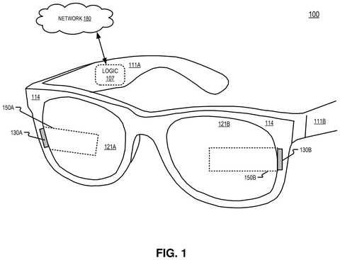 Perspective view of smart glasses, drawing sheet 1 from US 2026/0237327 A1