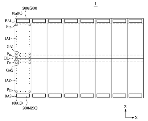 Pixel array layout around screen boundary, drawing sheet 7 from US 2026/0237345 A1