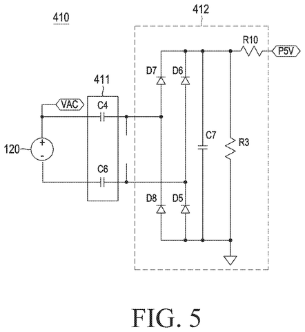 Primary AC-to-DC rectification circuit layout, drawing sheet 5 from US 2026/0238136 A1
