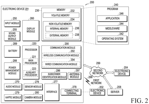Electronic device internal structure, drawing sheet 2 from US 2026/0238508 A1