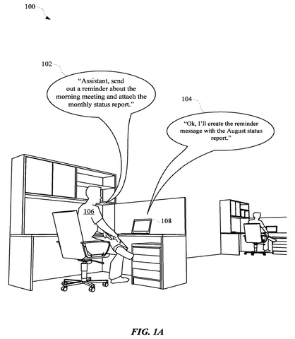 Office worker speaking to assistant, drawing sheet 1 from US 2026/0238606 A1