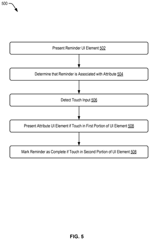 Steps for processing reminder touch input, drawing sheet 5 from US 2026/0238716 A1