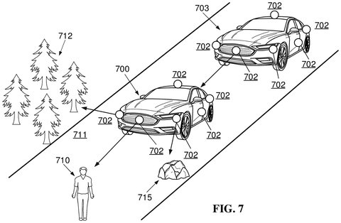 Cars using multiple sensors for navigation, drawing sheet 8 from US 2026/0238749 A1