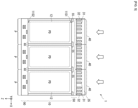 Cross-sectional view of pixel array, drawing sheet 5 from US 2026/0238869 A1