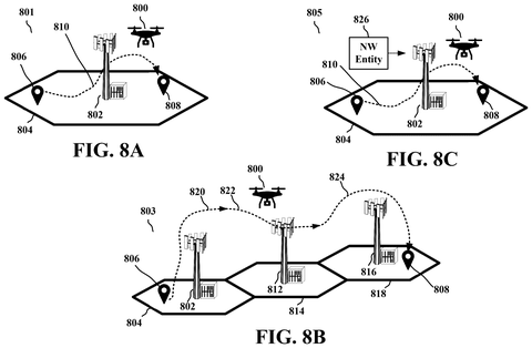 Drone flight paths across cells, drawing sheet 8 from US 2026/0238966 A1
