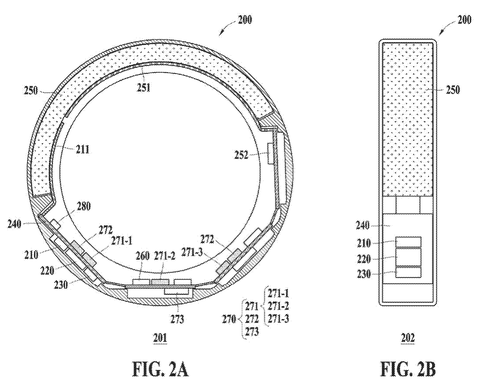 Cross-section and side view of smart ring, drawing sheet 2 from US 2026/0238976 A1