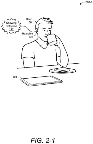 Person eating with earbuds, drawing sheet 3 from US 2026/0240489 A1