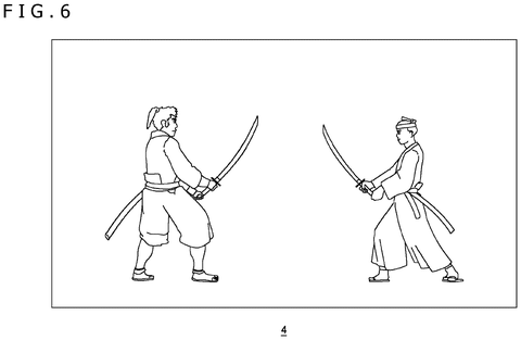 Two characters sword fighting, drawing sheet 6 from US 2026/0241295 A1