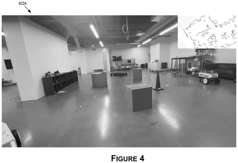 Warehouse test environment for robots, drawing sheet 4 from US 2026/0241554 A1