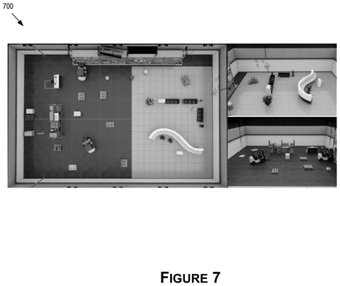 Overhead view of warehouse test layout, drawing sheet 7 from US 2026/0241554 A1