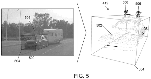 Detected vehicle protrusion in 3D, drawing sheet 5 from US 2026/0241949 A1