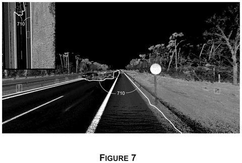 Roadway detection overlay on imagery, drawing sheet 7 from US 2026/0241954 A1