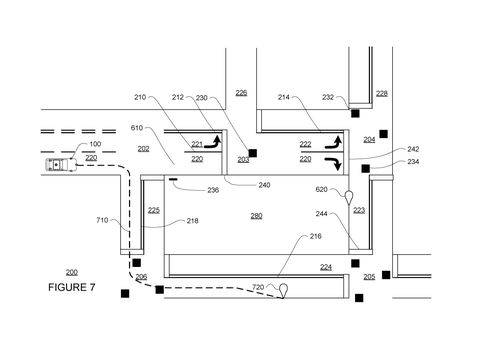 Map showing route to shaded destination, drawing sheet 8 from US 2026/0243575 A1