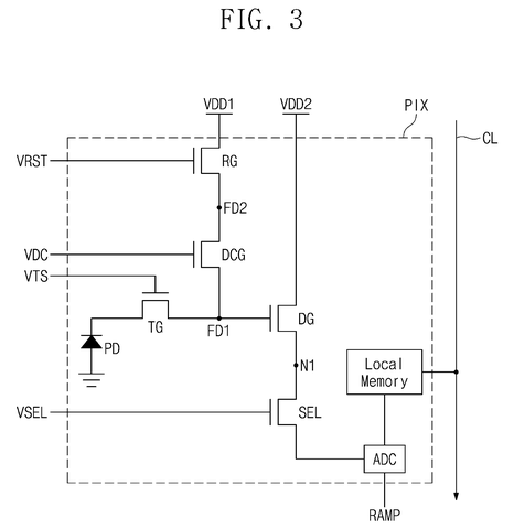 Pixel circuit with single transfer gate, drawing sheet 4 from US 2026/0243599 A1
