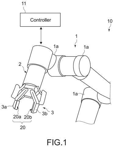 Robotic arm with tactile sensors, drawing sheet 1 from US 2026/0243614 A1
