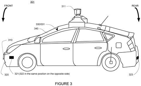 Side view of autonomous vehicle sensors, drawing sheet 3 from US 2026/0243892 A1