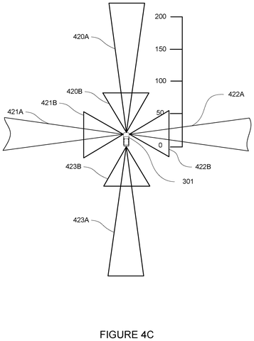 Side-facing sensor range diagrams, drawing sheet 6 from US 2026/0243892 A1