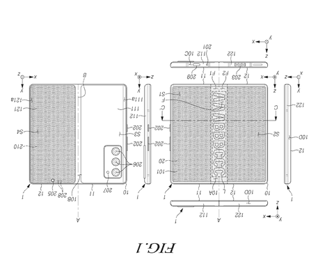 Foldable smartphone open views, drawing sheet 1 from US 2026/0244246 A1