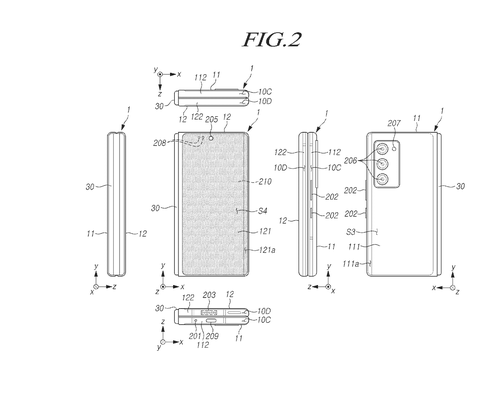 Foldable smartphone closed views, drawing sheet 2 from US 2026/0244246 A1