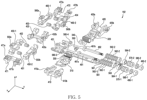 Exploded view of hinge parts, drawing sheet 8 from US 2026/0244249 A1