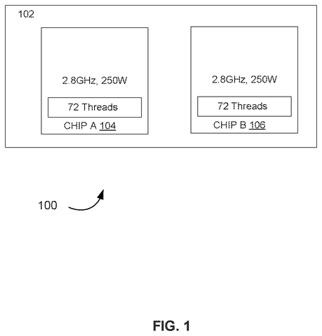 Dual-chip processor hardware layout, drawing sheet 1 from US 2026/0244254 A1