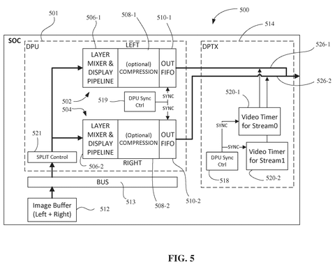 Split-screen processing pipeline configuration, drawing sheet 5 from US 2026/0244386 A1