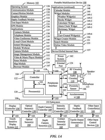 Portable device hardware component architecture, drawing sheet 1 from US 2026/0244461 A1