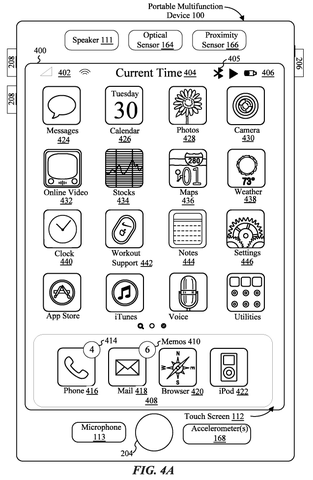 Home screen with application icons, drawing sheet 8 from US 2026/0244461 A1
