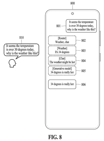 Smartphone displaying AI reasoning steps, drawing sheet 8 from US 2026/0244660 A1