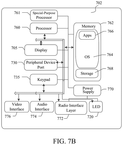 Mobile device internal hardware schematic, drawing sheet 8 from US 2026/0244697 A1