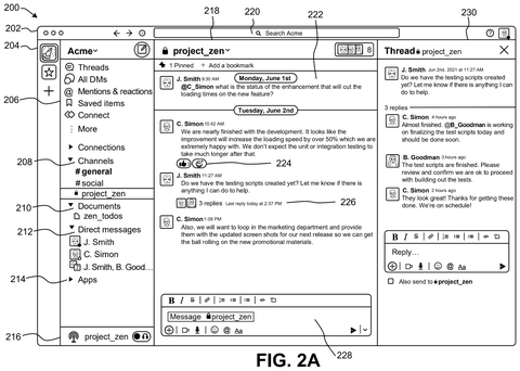 Workspace application with threaded messaging, drawing sheet 2 from US 2026/0244877 A1