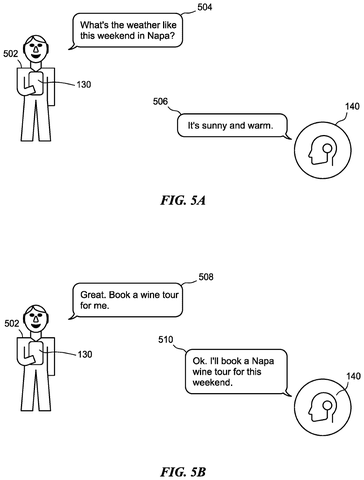User asking an assistant about weather, drawing sheet 5 from US 2026/0245052 A1