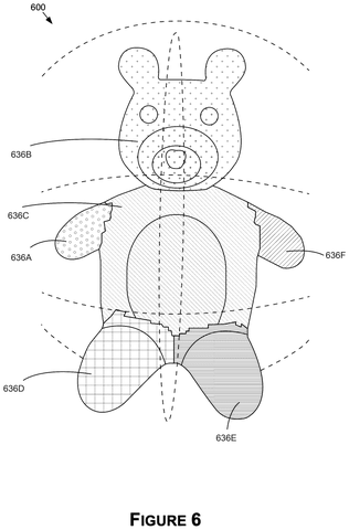 Segmented 3D teddy bear diagram, drawing sheet 6 from US 2026/0245300 A1
