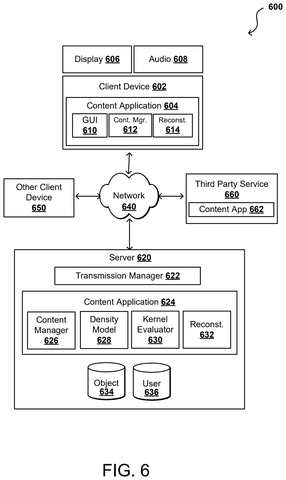 Network diagram connecting client and server devices, drawing sheet 7 from US 2026/0245306 A1
