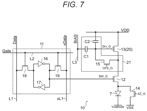 Pixel circuit with alternative switches, drawing sheet 7 from US 2026/0245511 A1
