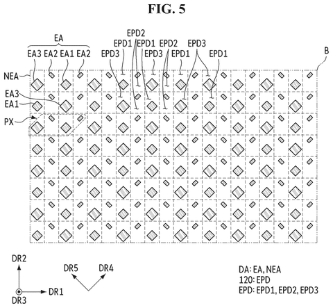 Pixel arrangement pattern layout, drawing sheet 5 from US 2026/0245516 A1