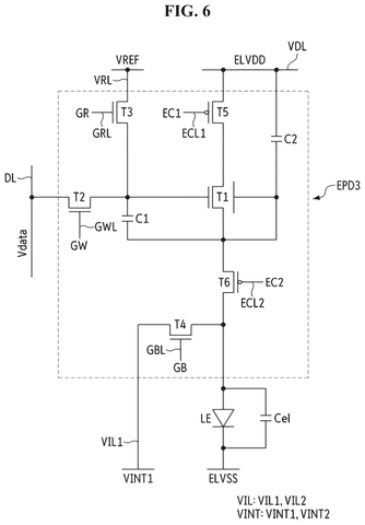 First type of pixel circuit, drawing sheet 6 from US 2026/0245516 A1