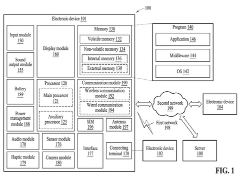 Electronic device system block diagram, drawing sheet 1 from US 2026/0245560 A1