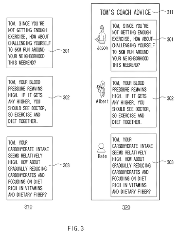 Coach advice notification interface screens, drawing sheet 3 from US 2026/0245698 A1