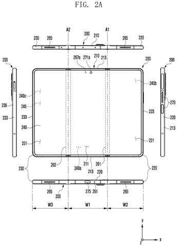 Multi-panel folding device exterior views, drawing sheet 3 from US 2026/0246861 A1