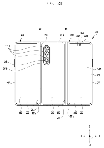 Foldable phone rear panel view, drawing sheet 3 from US 2026/0246862 A1