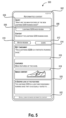 Running shoe review search interface, drawing sheet 5 from US 2026/0246985 A1