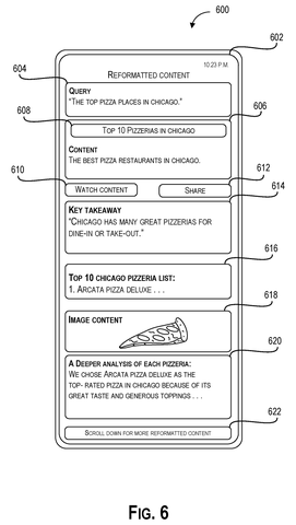 Top Chicago pizzerias search results page, drawing sheet 6 from US 2026/0246985 A1