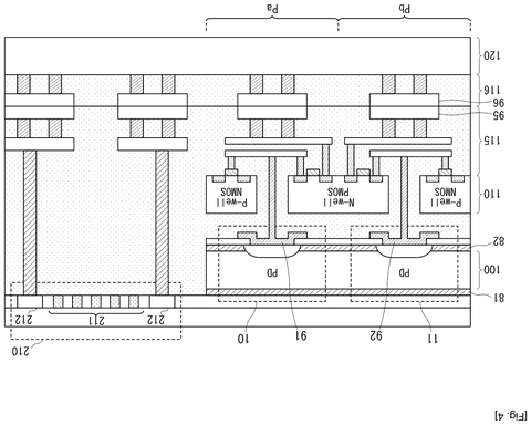 Cross-section of pixel array, drawing sheet 4 from US 2026/0247052 A1