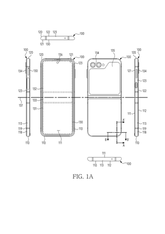 Foldable phone, various views, drawing sheet 1 from US 2026/0247549 A1