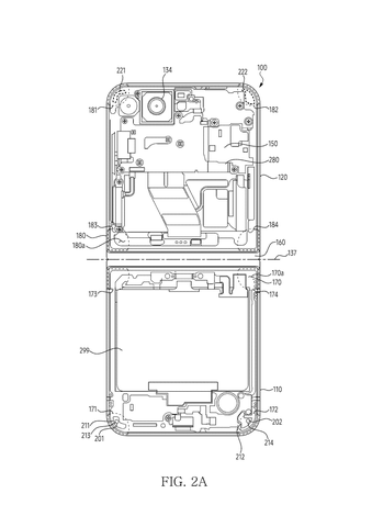 Internal components of unfolded phone, drawing sheet 4 from US 2026/0247549 A1