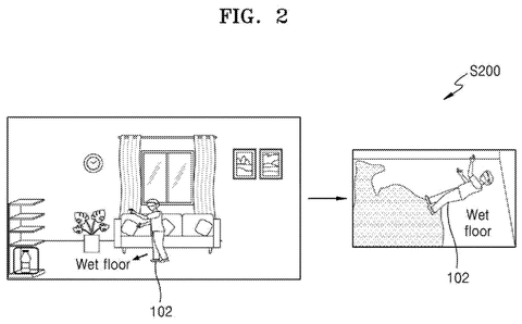 Extended reality collision with wet floor., drawing sheet 2 from US 2026/0251904 A1