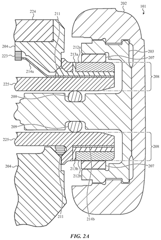 Cross-section of crown mechanism at rest, drawing sheet 2 from US 2026/0252033 A1