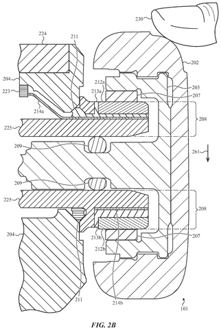 Cross-section of crown during finger press, drawing sheet 3 from US 2026/0252033 A1